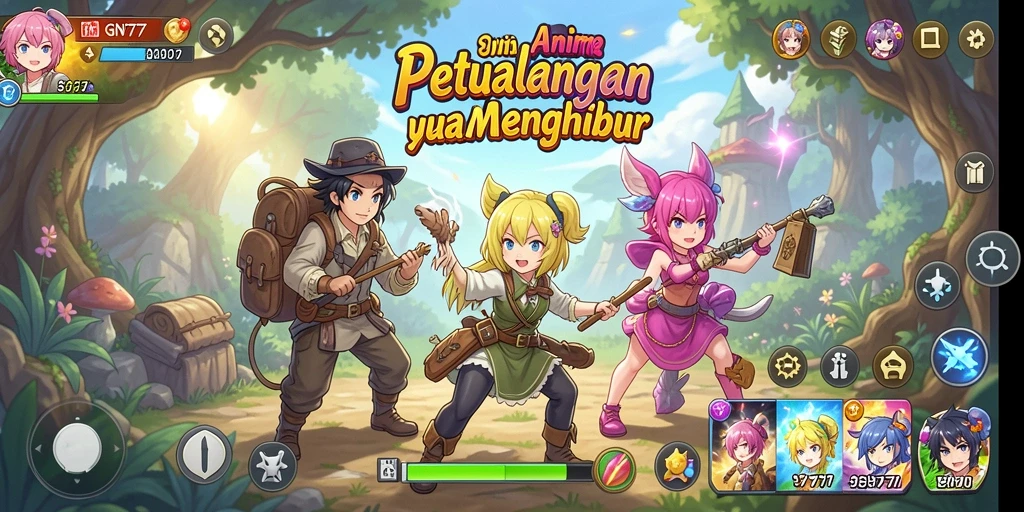 Tampilan gameplay GN777 yang penuh aksi dan karakter anime menarik.