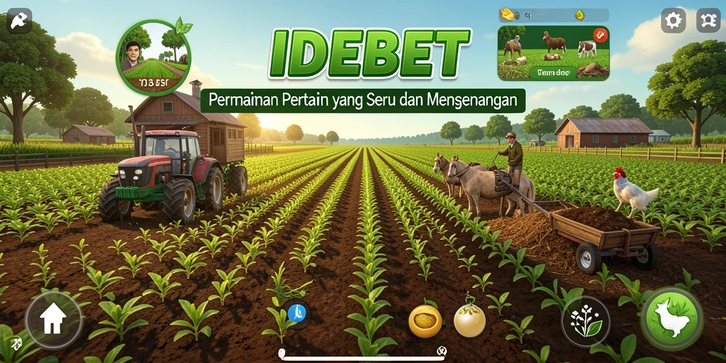 Screenshot utama IDEBET menunjukkan gameplay yang seru dalam bertani.