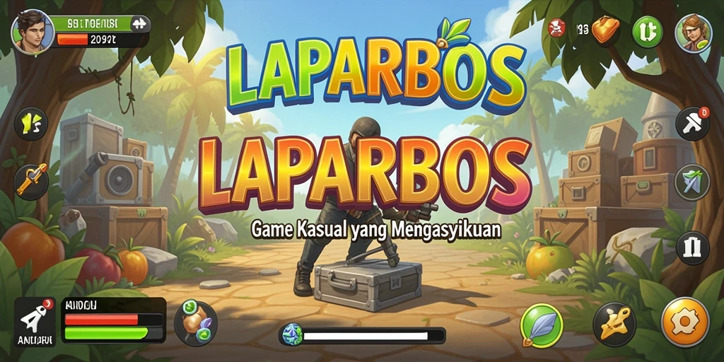 Tampilan gameplay LAPARBOS yang penuh warna dan menarik.