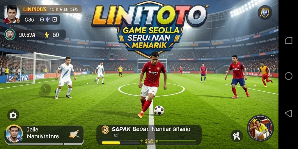 Screenshot LINITOTO menampilkan aksi sepak bola seru dan gameplay mendebarkan.