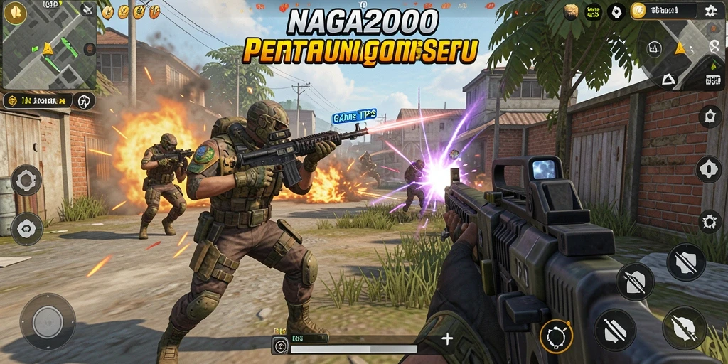 Screenshot NAGA2000 menampilkan gameplay intens dalam pertarungan TPS.