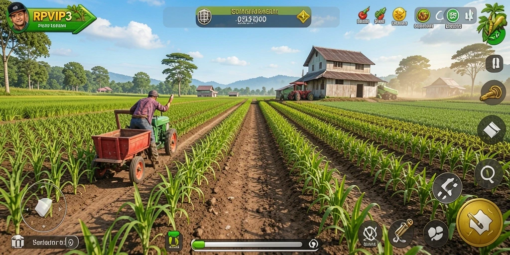 Screenshot RPVIP3 yang memperlihatkan suasana pertanian yang asri.
